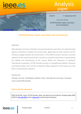 EUTM Somalia: Spain, Key Factor and Commitment
