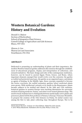 Western Botanical Gardens: History and Evolution