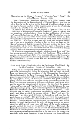 " Permian" and " Dyas." by Jules Marcou. Boston. 1862. These " Observations " Have Been Reprinted by M