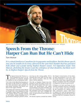 Speech from the Throne: Harper Can Run but He Can't Hide