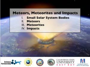 Meteors, Meteorites and Impacts I