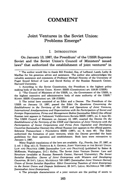 Joint Ventures in the Soviet Union: Problems Emerge*