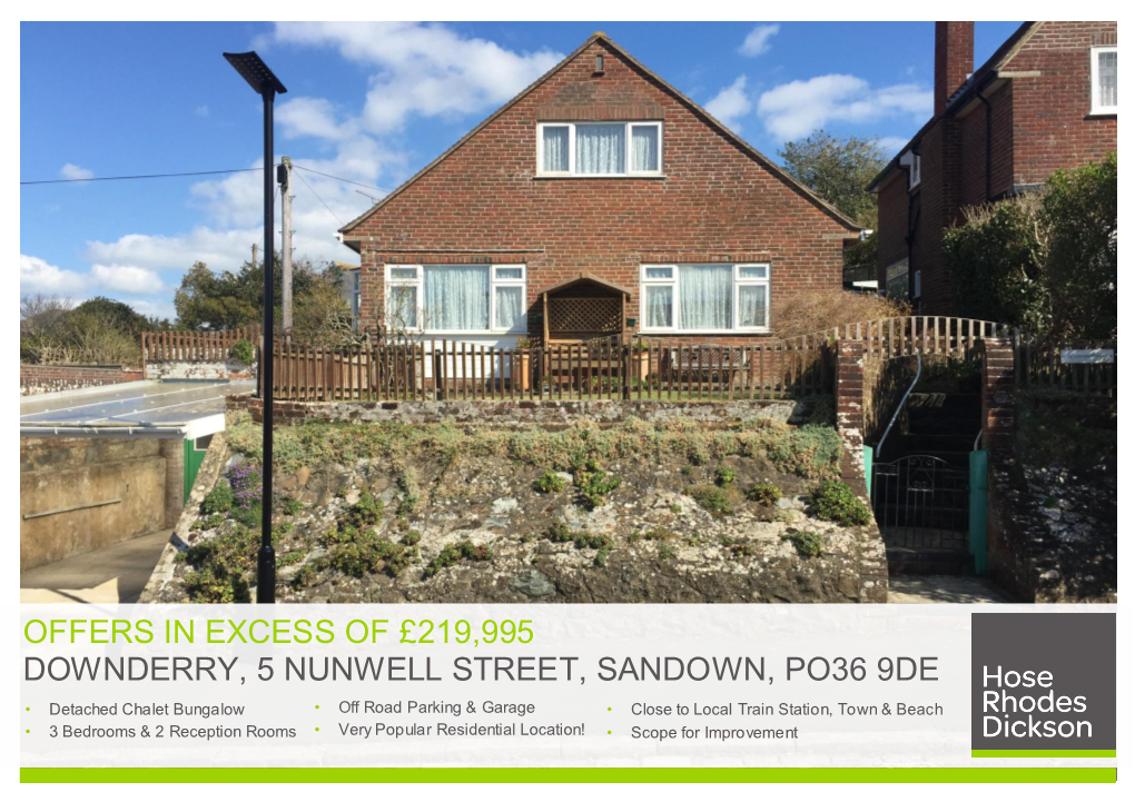 Offers in Excess of £219,995 Downderry, 5 Nunwell Street, Sandown, Po36