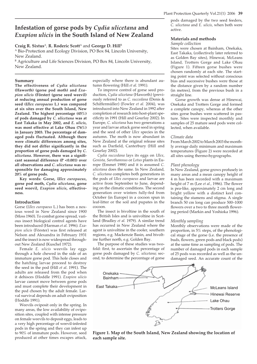 Infestation of Gorse Pods by Cydia Ulicetana and Exapion Ulicis in The