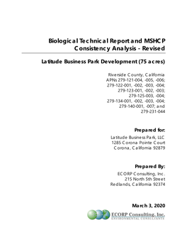 Biological Technical Report and MSHCP Consistency Analysis - Revised