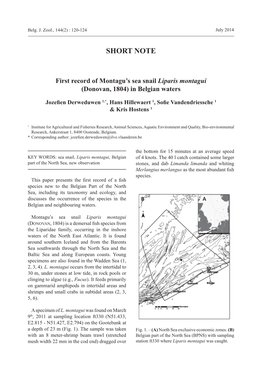 Short Note First Record of Montagu's Sea Snail Liparis Montagui