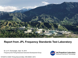 Report from JPL Frequency Standards Test Laboratory