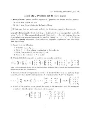 Math 512 / Problem Set 11 (Three Pages) • Study/Read: Inner Product