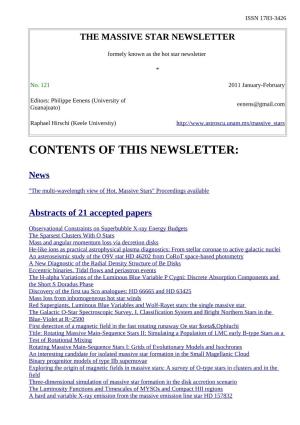 Newsletter 121 of Working Group on Massive Star