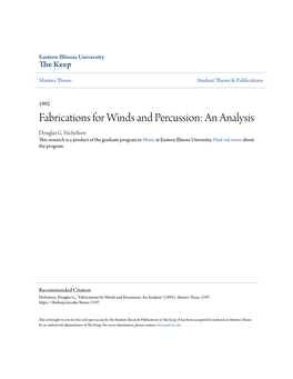 Fabrications for Winds and Percussion: an Analysis Douglas G