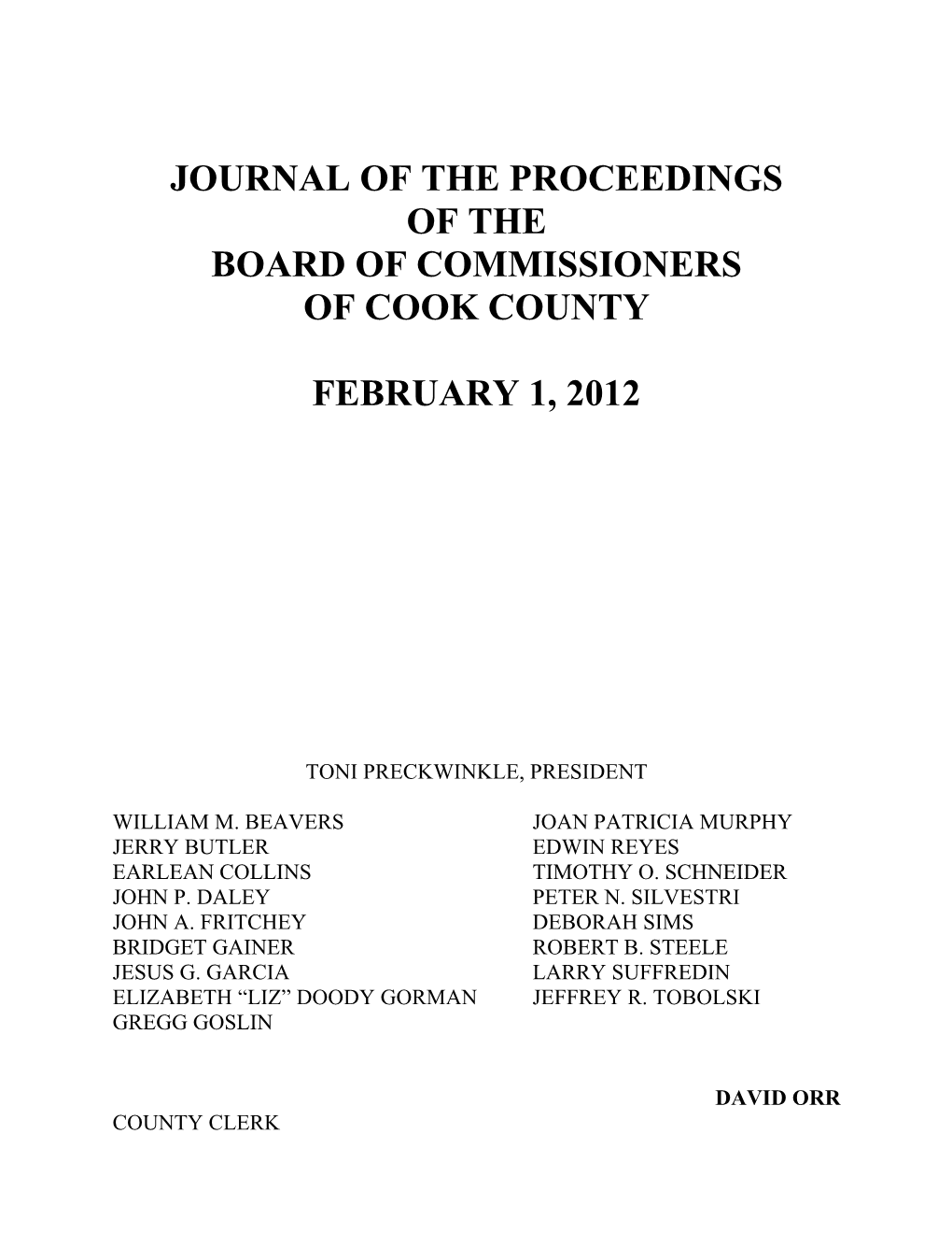 Journal of the Proceedings of the Board of Commissioners of Cook County