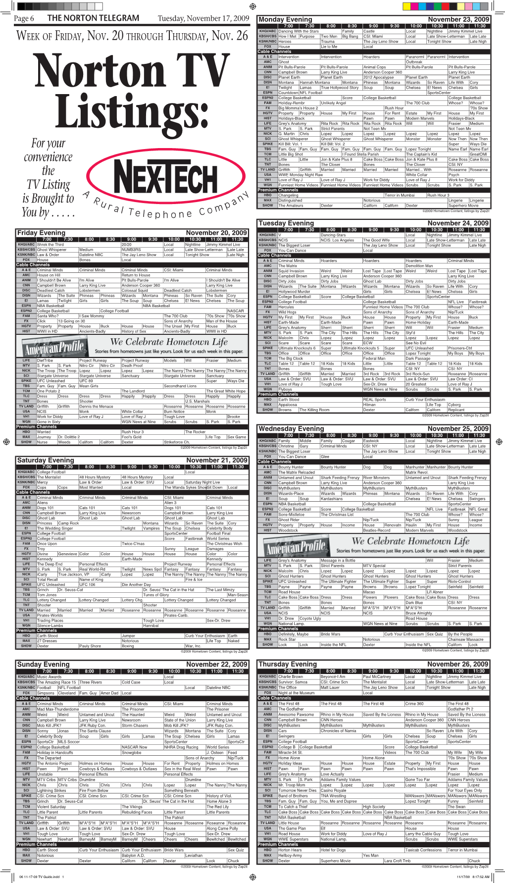 06 11-17-09 TV Guide.Indd 1 11/17/09 8:17:52 AM