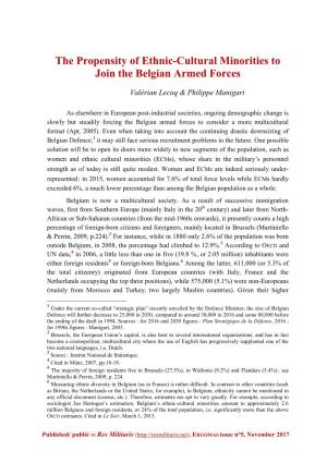 The Propensity of Ethnic-Cultural Minorities to Join the Belgian Armed Forces