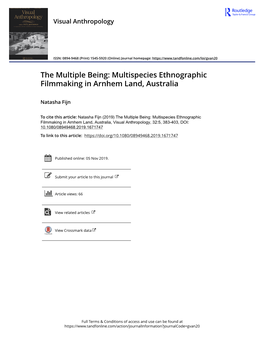 The Multiple Being: Multispecies Ethnographic Filmmaking in Arnhem Land, Australia