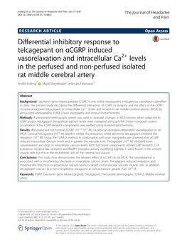 Differential Inhibitory Response to Telcagepant on Αcgrp Induced