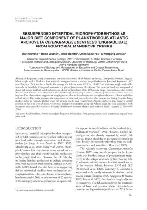 Resuspended Intertidal Microphytobenthos As Major Diet Component of Planktivorous Atlantic Anchoveta Cetengraulis Edentulus (E
