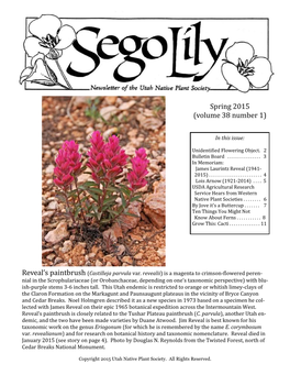 2015 Sego Lily Newsletter