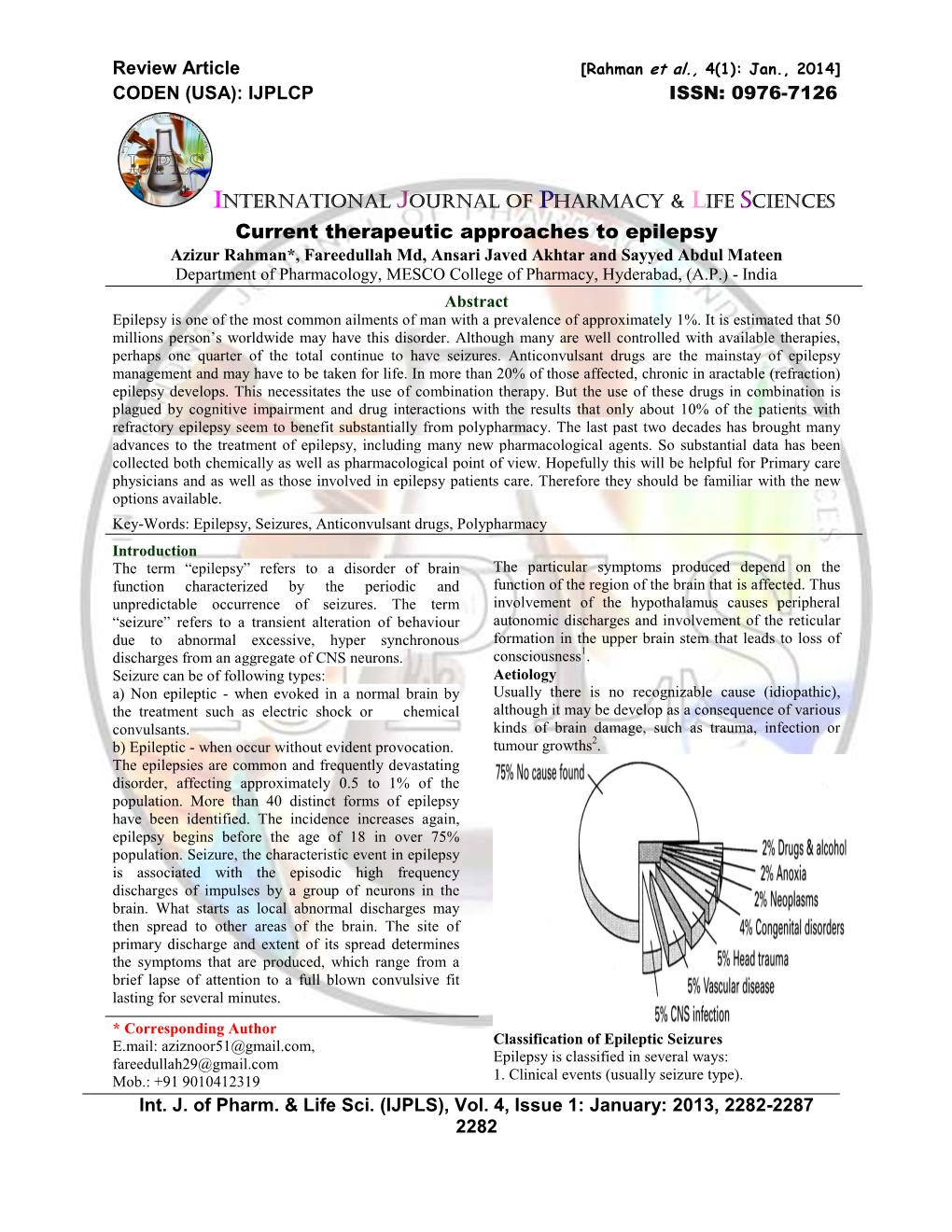 Current Therapeutic Approaches to Epilepsy