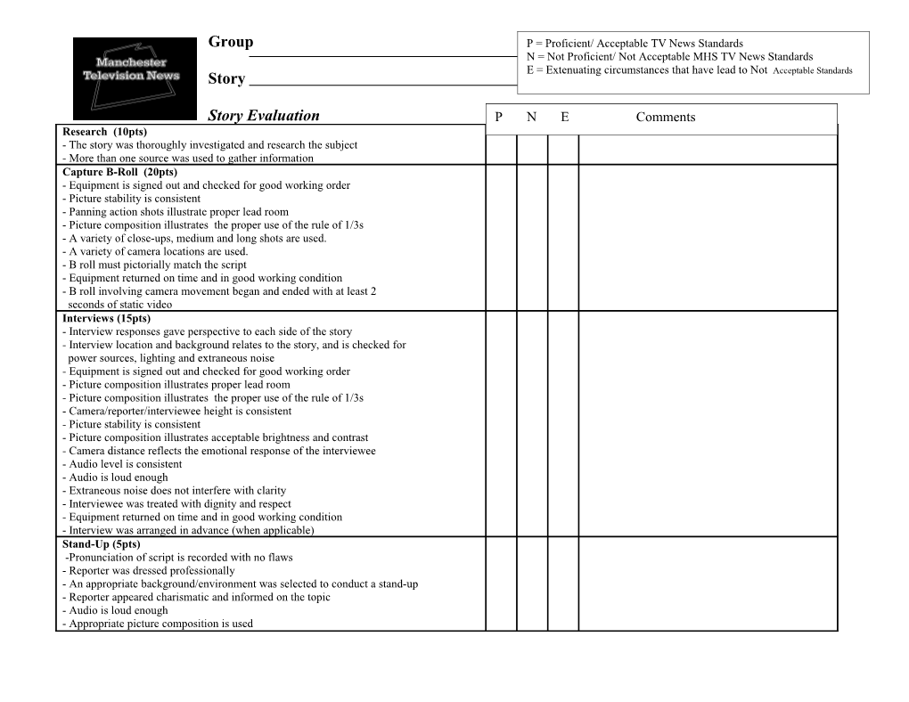 Story Evaluation Comments