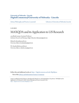 MAXQDA and Its Application to LIS Research