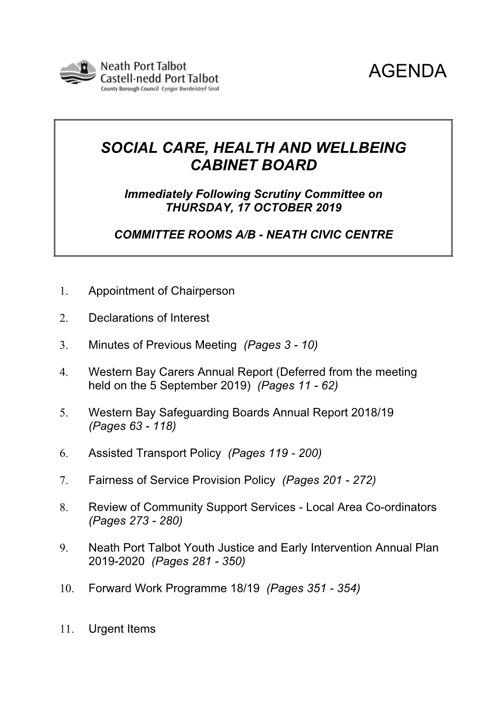 (Public Pack)Agenda Document for Social Care, Health and Wellbeing