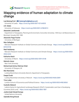 A Systematic Global Stocktake of Evidence on Human Adaptation to Climate Change Analysis