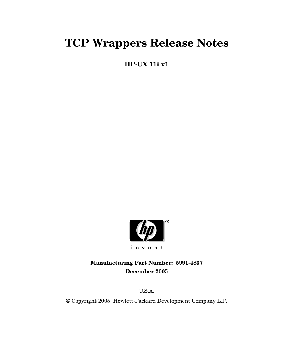 TCP Wrappers Release Notes