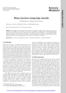 Binary Structures Among Large Asteroids