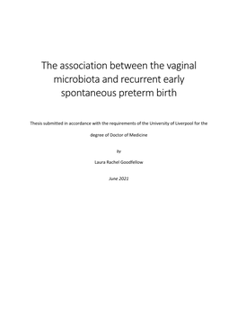 The Association Between the Vaginal Microbiota and Recurrent Early Spontaneous Preterm Birth