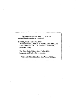 University Microfilms, Inc., Ann Arbor, Michigan JOEGOS DE PAIABRAS Y FORMAS DE ENGANO
