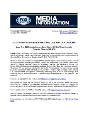 Fox Sports Adds High-Speed Rail Cam to Coca-Cola 600