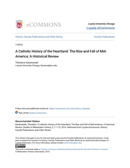 A Catholic History of the Heartland: the Rise and Fall of Mid-America: a Historical Review