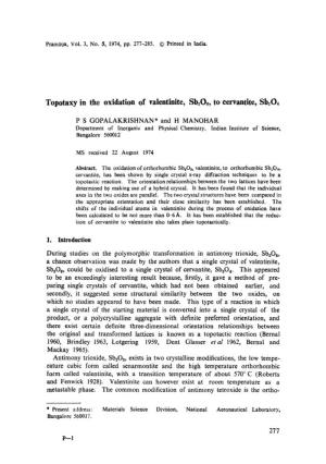 Topotaxy in the Oxidation of Valentinite, Sb