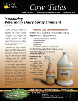 Veterinary Dairy Spray Liniment by Dan Leiterman