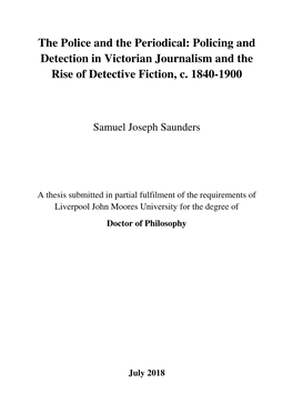 Policing and Detection in Victorian Journalism and the Rise of Detective Fiction, C