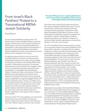 From Israel's Black Panthers' Protest to a Transnational MENA Jewish