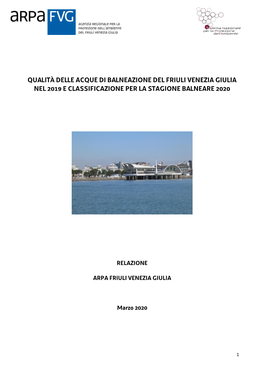 Qualità Delle Acque Di Balneazione Del Friuli Venezia Giulia Nel 2019 E Classificazione Per La Stagione Balneare 2020