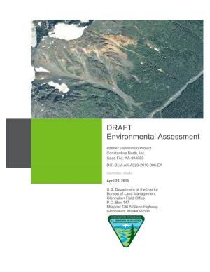 Draft Environmental Assessment, Palmer Exploration Project