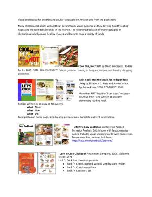 Visual Cookbooks for Children and Adults With