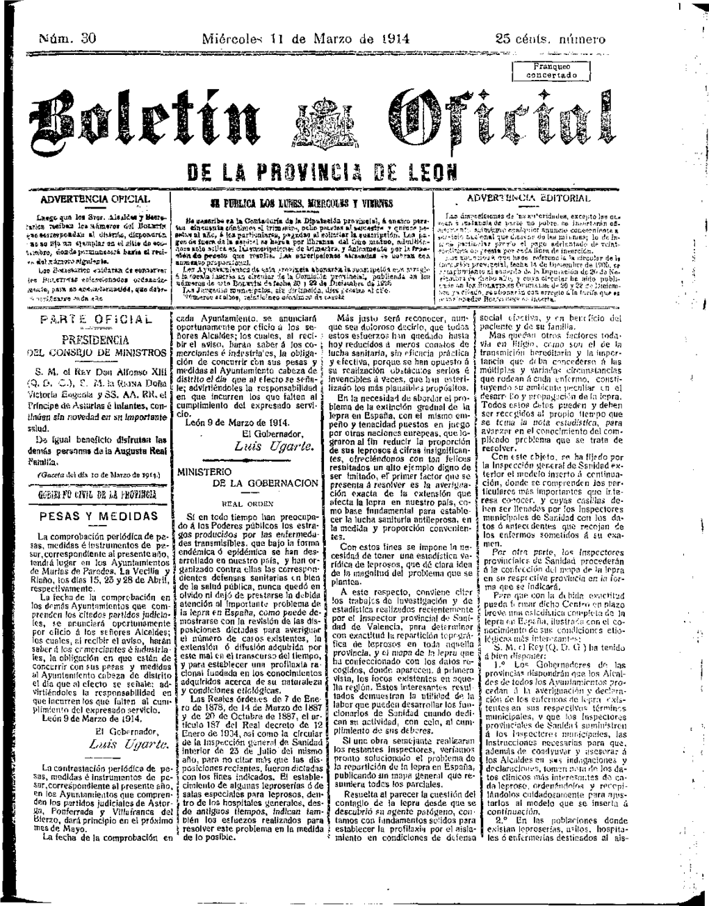 Núm. 30 Miércoles U De Marzo De 1914 25 Cents, Número I R 4