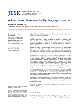 A Structure and Framework for Sign Language Interaction