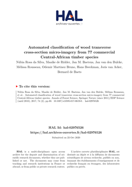 Automated Classification of Wood Transverse Cross-Section Micro-Imagery from 77 Commercial Central-African Timber Species Núbia Rosa Da Silva, Maaike De Ridder, Jan M