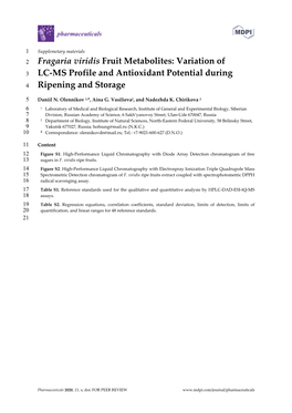 Variation of LC-MS Profile and Antioxidant Potential During