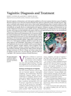 Vaginitis: Diagnosis and Treatment BARRY L