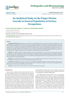 An Analytical Study on the Finger Flexion Cascade in General Population of Various Occupations