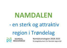 Namdalsstrategien 2018-2025 Strategidokument for Namdal Regionråd MÅL: God Politisk Samhandling Og Nettverksbygging