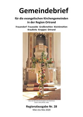 Gemeindebrief Für Die Evangelischen Kirchengemeinden in Der Region Ortrand