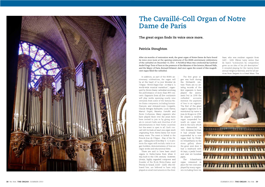 The Cavaillé-Coll Organ of Notre Dame De Paris