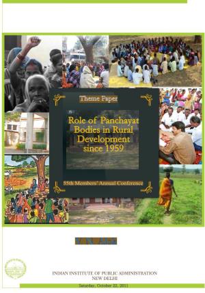 Role of Panchayat Bodies in Rural Development Since 1959 (2011)