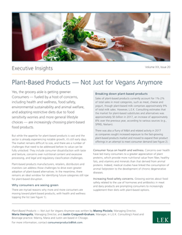 Plant-Based Products — Not Just for Vegans Anymore